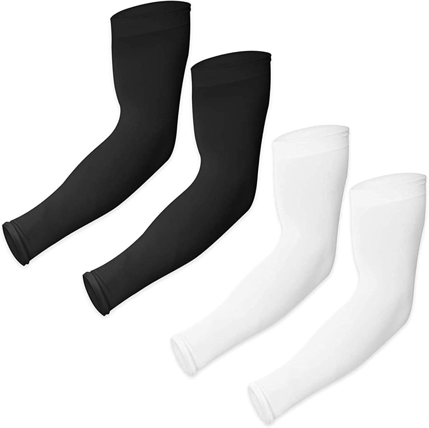 2 Pair Arm Sleeves for Men Women UV Long Sleeve Protect Arms UV Sun Protection Arm Sleeves for Men & Women- UPF 50 Arm Cover / Shield(Black,white): Clothing