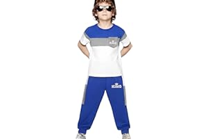 Klyatpxoen Size 4-8 Years Toddler Boys Outfits Set Kids Short Sleeve T-Shirt & Pants Color Block Clothing Sets