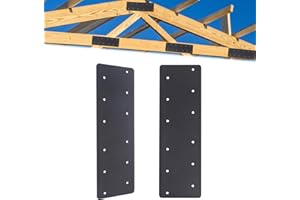CDFYJHFDQ 2 Pcs Straight Steel Plate, I Shape Flat Bracket (actual size 15.7 “L x 4.8 ”W), Heavy Duty Black Flat Straight Mending Bracket Plate For 6"x6” Repairing House Beams, Furniture, Gazebos, Truss Frames