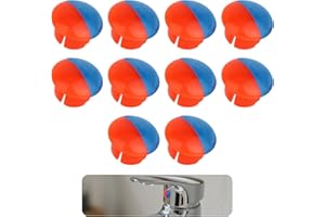 Fukaisu 10pcs Hot and Cold Water Faucet Indicator, Faucets Hot and Cold Button for 0.27-0.28in/6.8-7mm Holes Faucet Handle Re