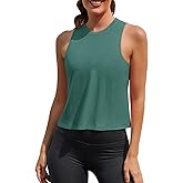 Ridshy Crop Tops for Women Workout Athletic Tank Tops Flowy Cropped Tank Tops Yoga Sleeveless Muscle Shirts 3 Pack
