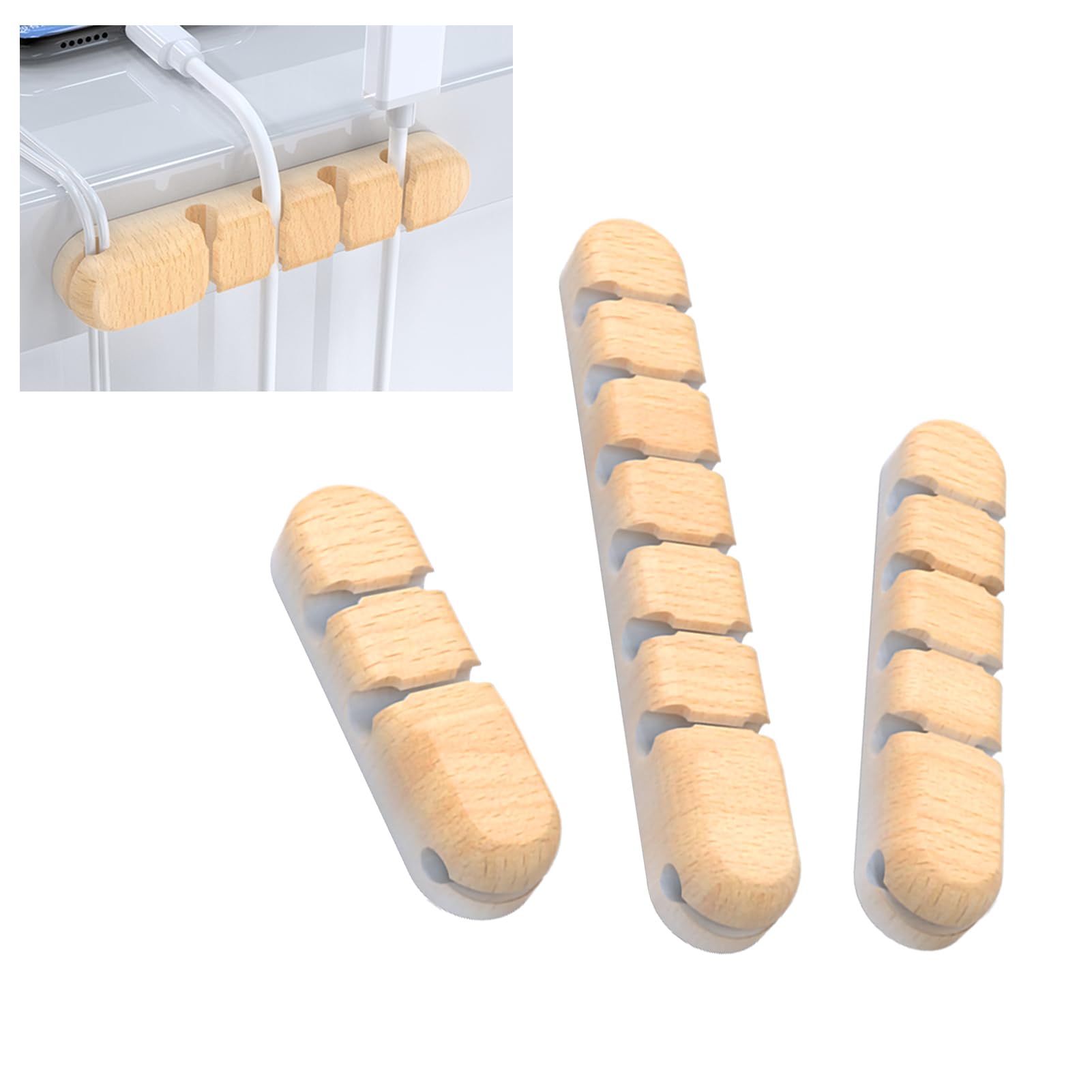 3Pcs Cable Holder,Cable Organizer,Flexible Silicone Multi Holes Design with 3pcs Cable Clip 10pcs Cable Fastener Space Saving Reusable Suitable for all Kinds of Walls