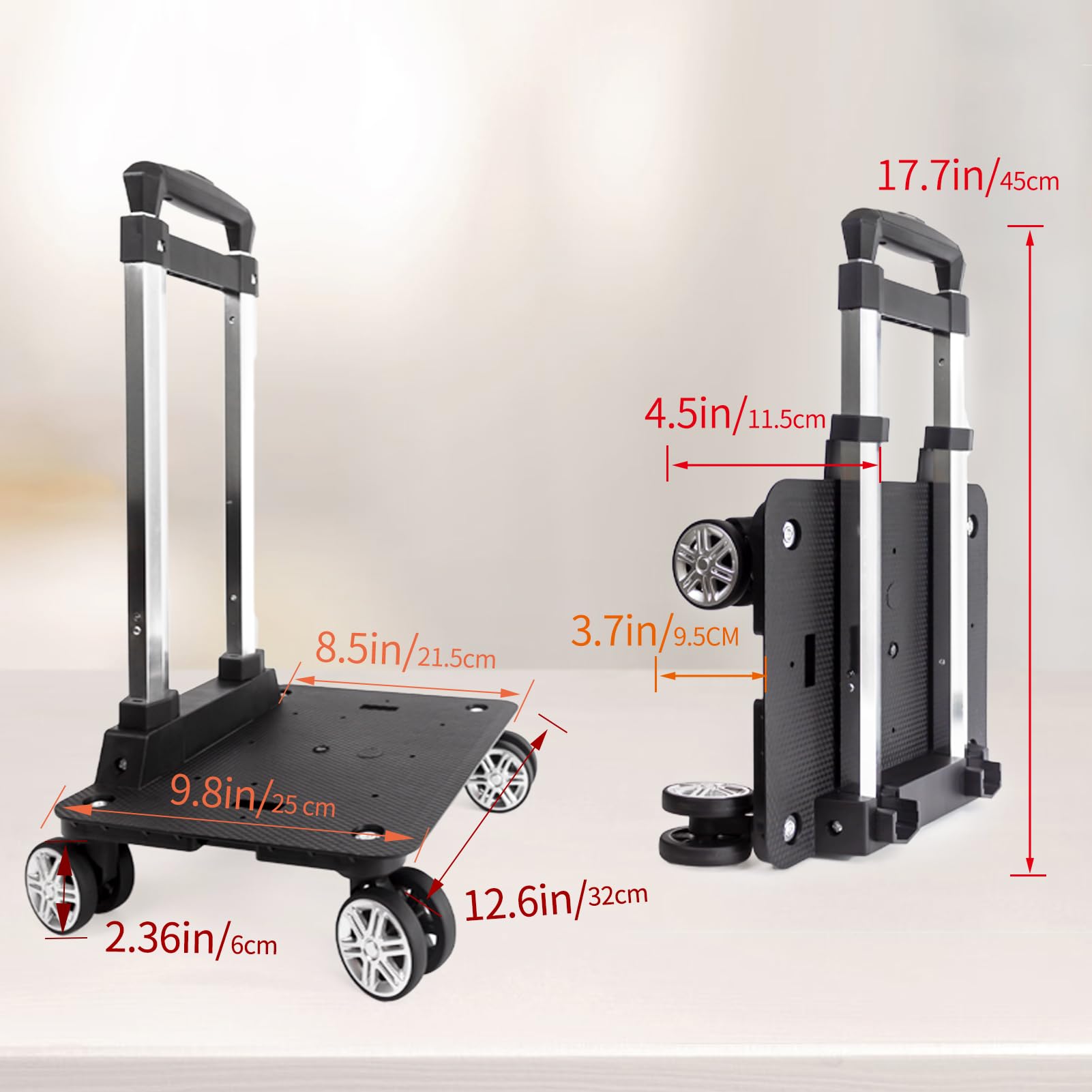 HapBoby Backpack Trolley Wheeled Cart-Backpack Hand Truck with Luggage Strap,Aluminium Alloy Folding Trolley Cart for Bags Backpack Travel Luggage Cart