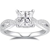 ZHOANLE Moissanite Rings for Women Engagement Ring 925 Sterling Silver with 18K White Gold Plated Wedding Promise Rings for Her Christmas Gift