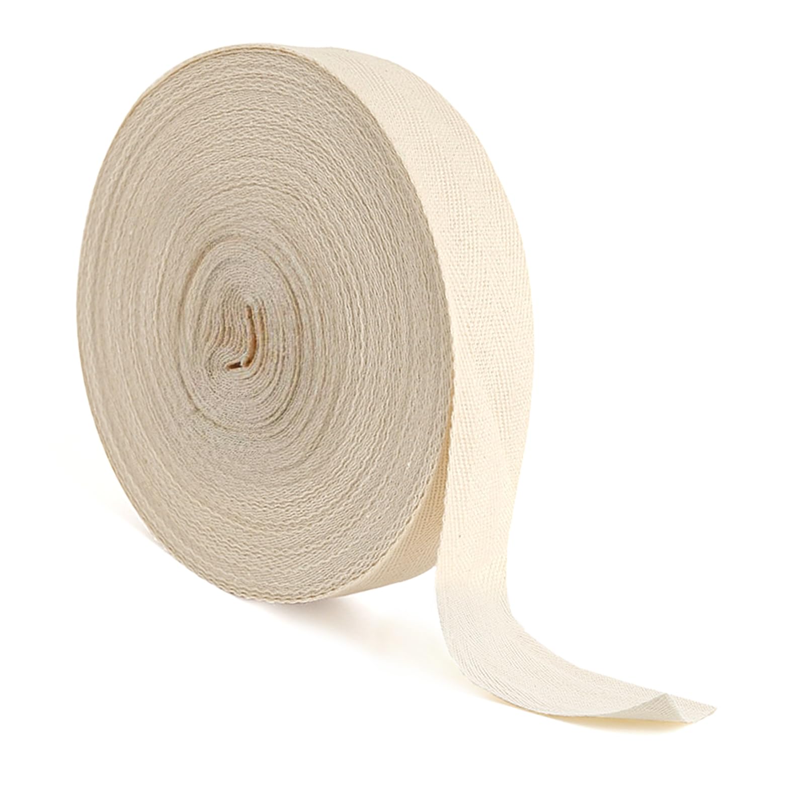 Cotton Twill Tape 20mm, 50M Bias Binding Bunting Tape for Sewing Herringbone Cotton Webbing Tapes Ribbon for Sewing Craft Beige