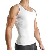 Rounderbum Men’s Compression Tech Slim Fit Cotton Tank Top – Posture Support & Core Shaping Undershirt, 2 Colors