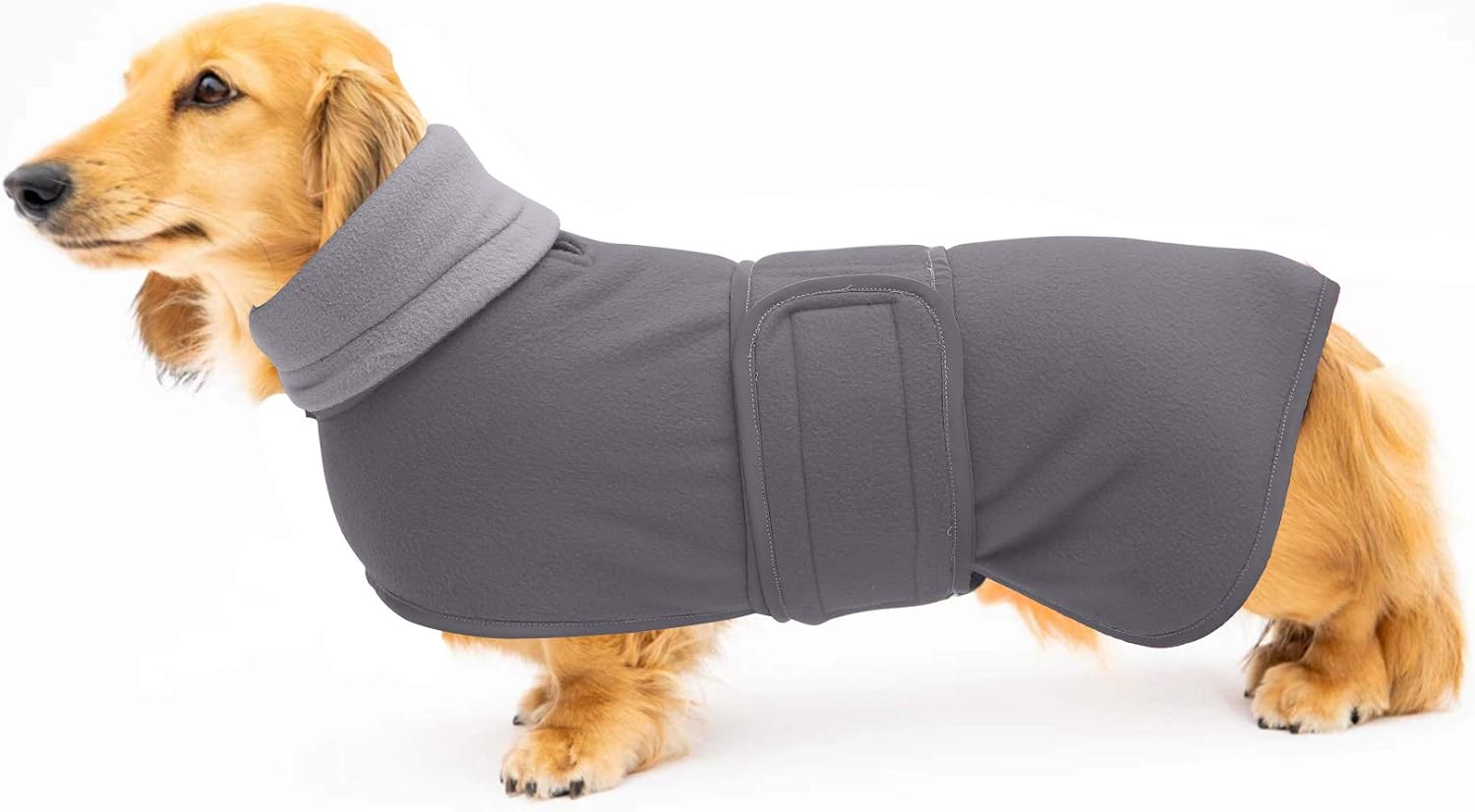 Morezi Dog coats costume, perfect for dachshunds, dog winter coat with padded fleece lining and high collar, dog snowsuit with adjustable bands - Gray - S