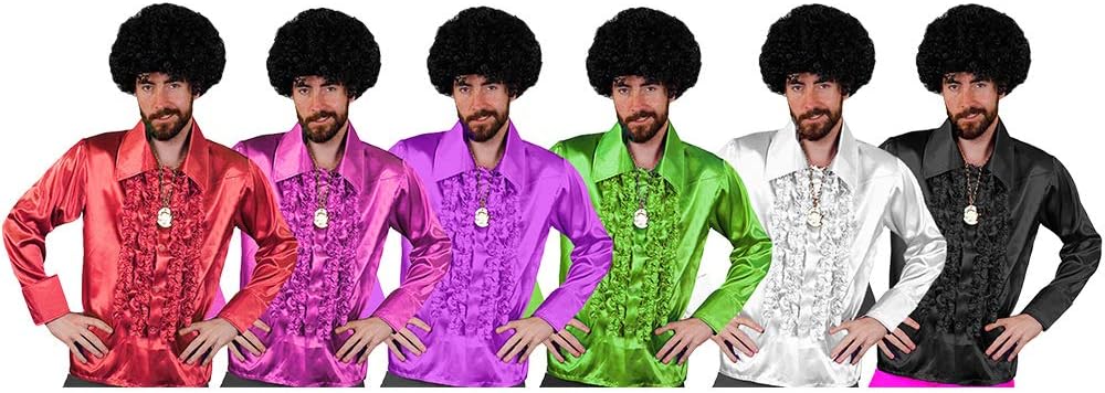 ILOVEFANCYDRESS ILFD4600M Black Men's Deluxe Disco Ruffle Shirt 1970's King Fancy Dress (Medium) - Image 3