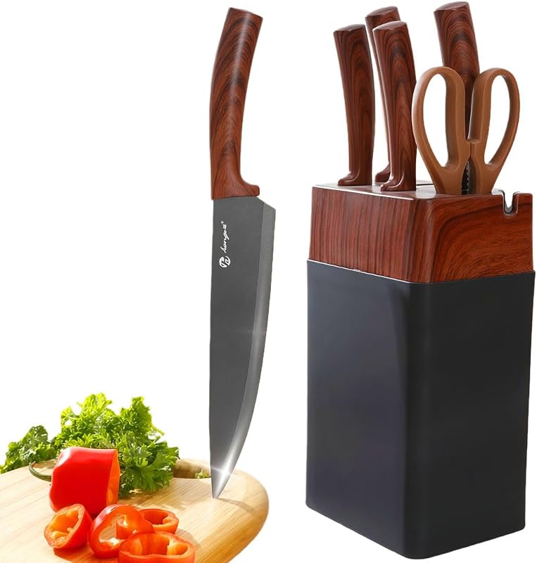 Set Coltelli Cucina 7 Pezzi Blocco Integrato Acciaio Ultra Affilate — foto 1 di 8