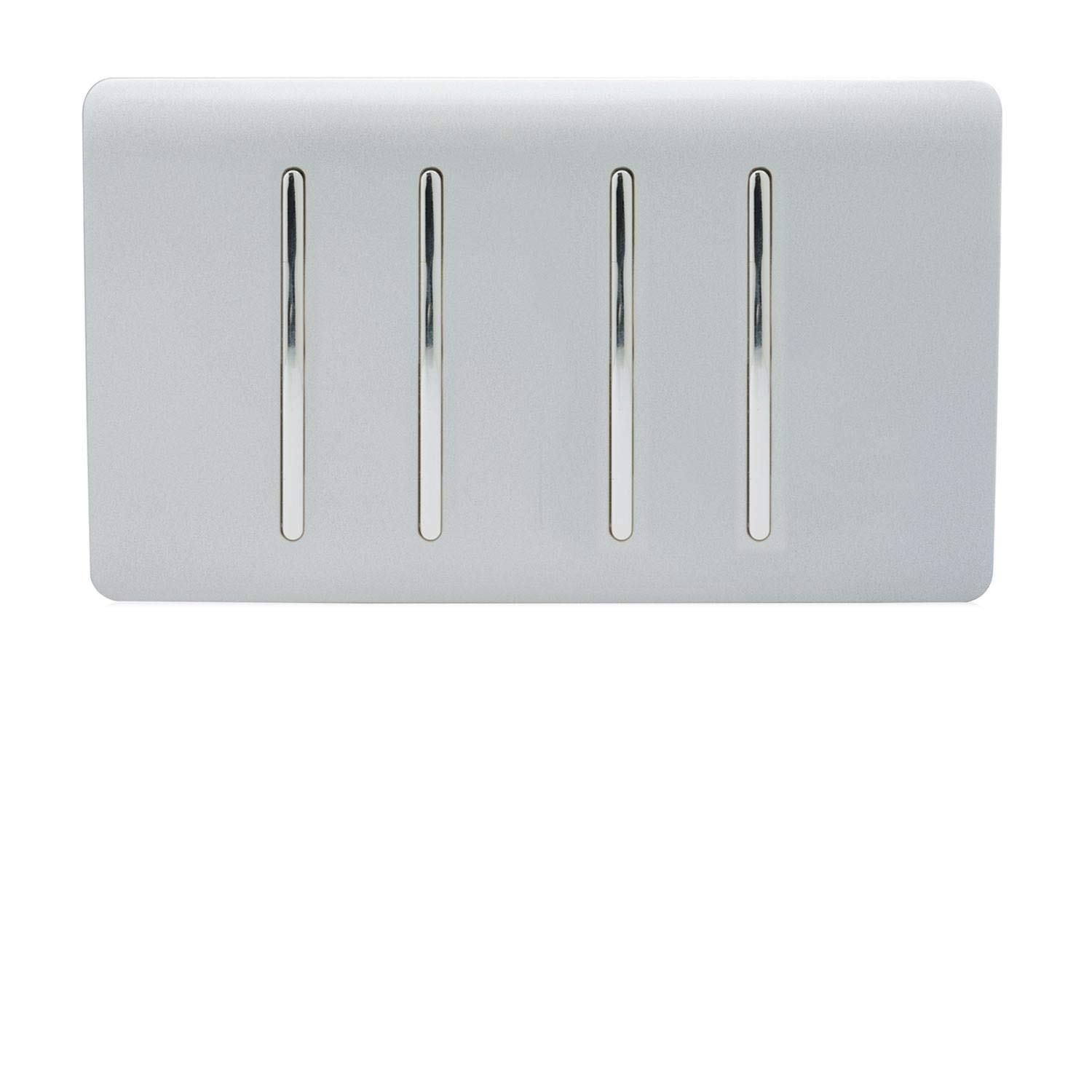 Trendi 4 Gang (2 Way & 1x Intermediate) Glossy 10 Amp Rocker Light Switch Silver
