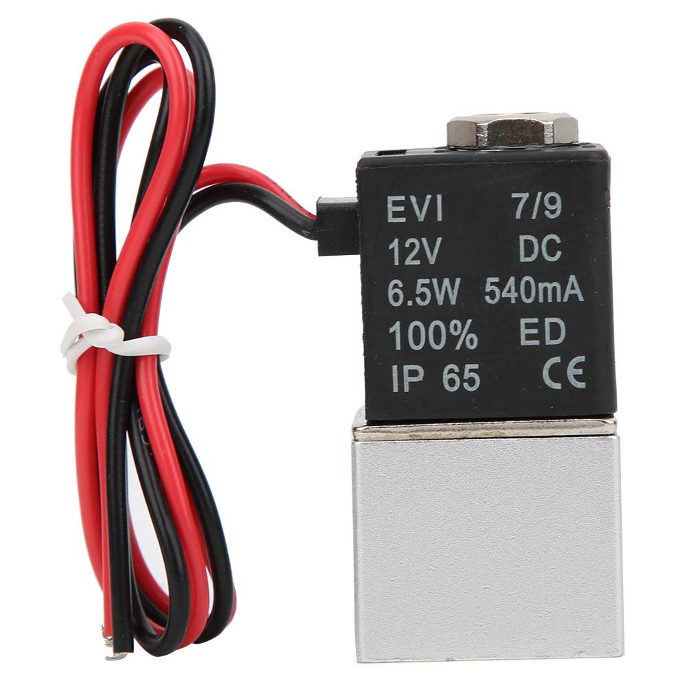 Hyuduo 2-Way 2-Position Solenoid Valve Direct-Acting Pneumatic Control Valve for Air, Water & Oil, DC12V 6W, G1/8 Thread, Aluminum Alloy Body