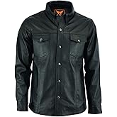 A&H Apparel Mens Classic Snap Top Grain Sheep Leather Shirt