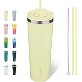 BJPKPK 30oz Insulated Tumbler With lid And Straw Stainless Steel Tumblers Travel Coffee Mug Reusable Thermal Cup,Macaron Green