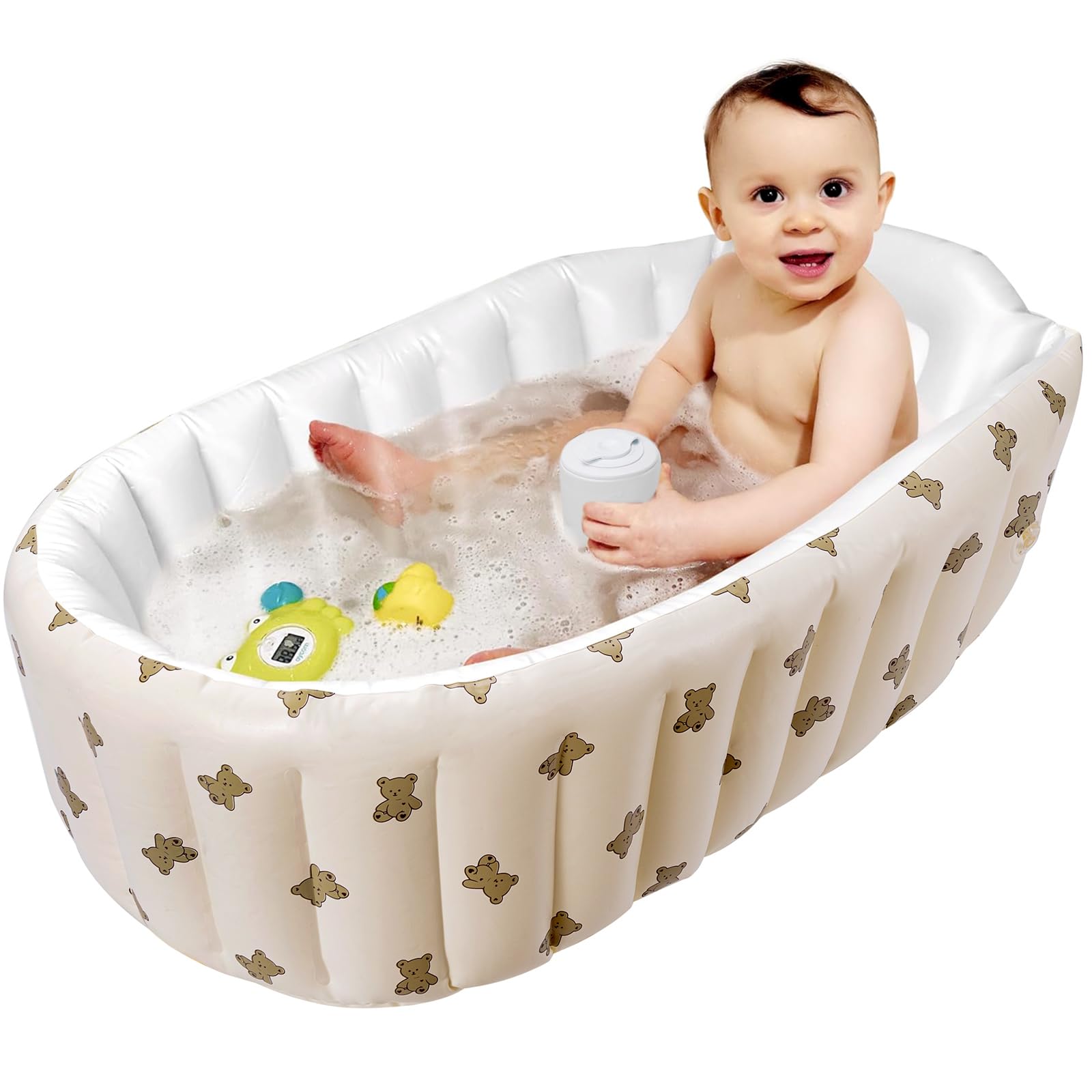 Photo 1 of Mink Newborn to Toddler Bath Tub,Inflatable Baby Bathtub with Built-in Air Pump,Portable Travel Shower Basin with Back Support, Deflates and Folds Easily (Bear tub)