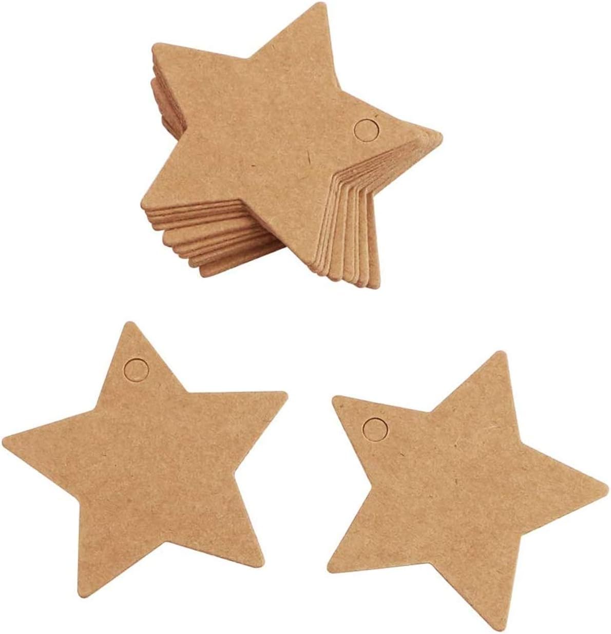 Kraft Paper Tag, 50pcs Star Gift Kraft Tags for Wedding Favour Cards DIY Tag, Gift Labels, Price Label (Star Tag-50Pcs) - Image 3
