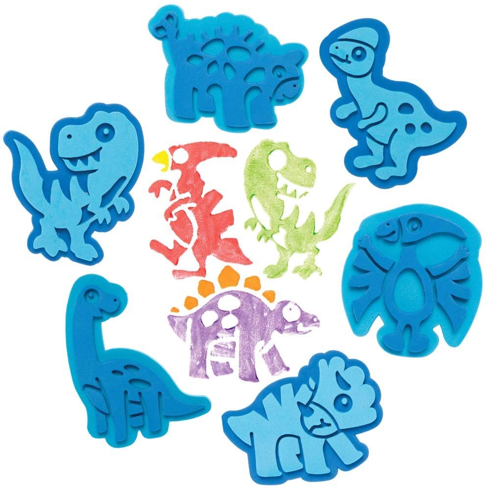 Baker Ross FE187 Dinosaur Craft Foam Stampers - Pack of 10, Craft Stamps, Stamp Sets for Children, Ideal for Kids Arts and Crafts Projects — image 1