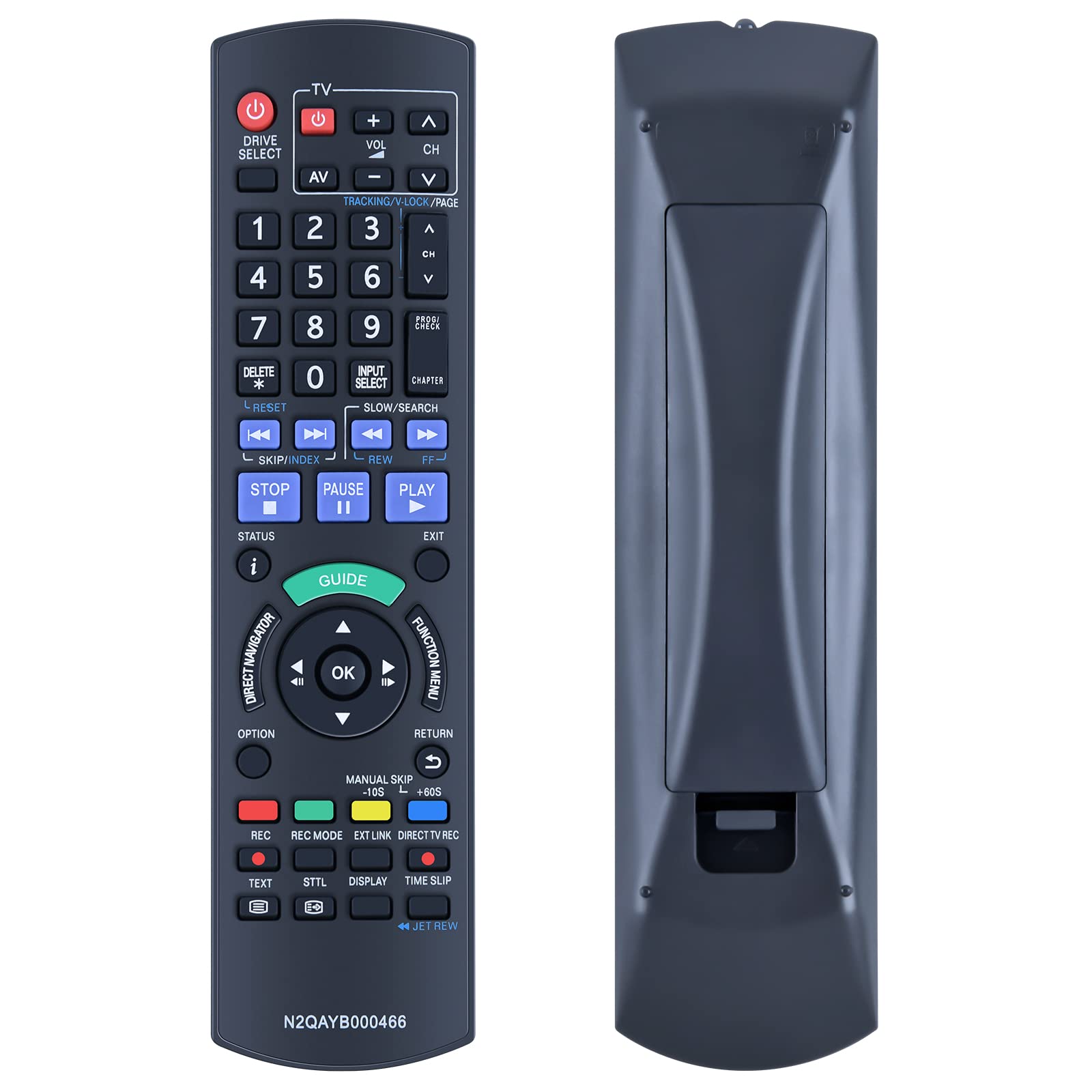 GOUYESHO N2QAYB000466 Remote Control fit for Panasonic DVD Recorder Replacement Remote DMR-EZ45 DMR-EZ47 DMR-EZ48 DMR-EZ49 DMR-EZ49V MR-EZ49VEBK DMR-EH65 DMR-EX95 DMR-EX98 DMR-EX99