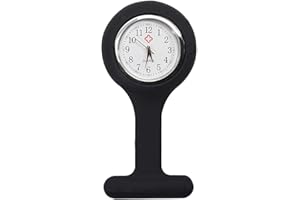 TRIXES Silicone Nurse Fob Watch with Brooch - Black