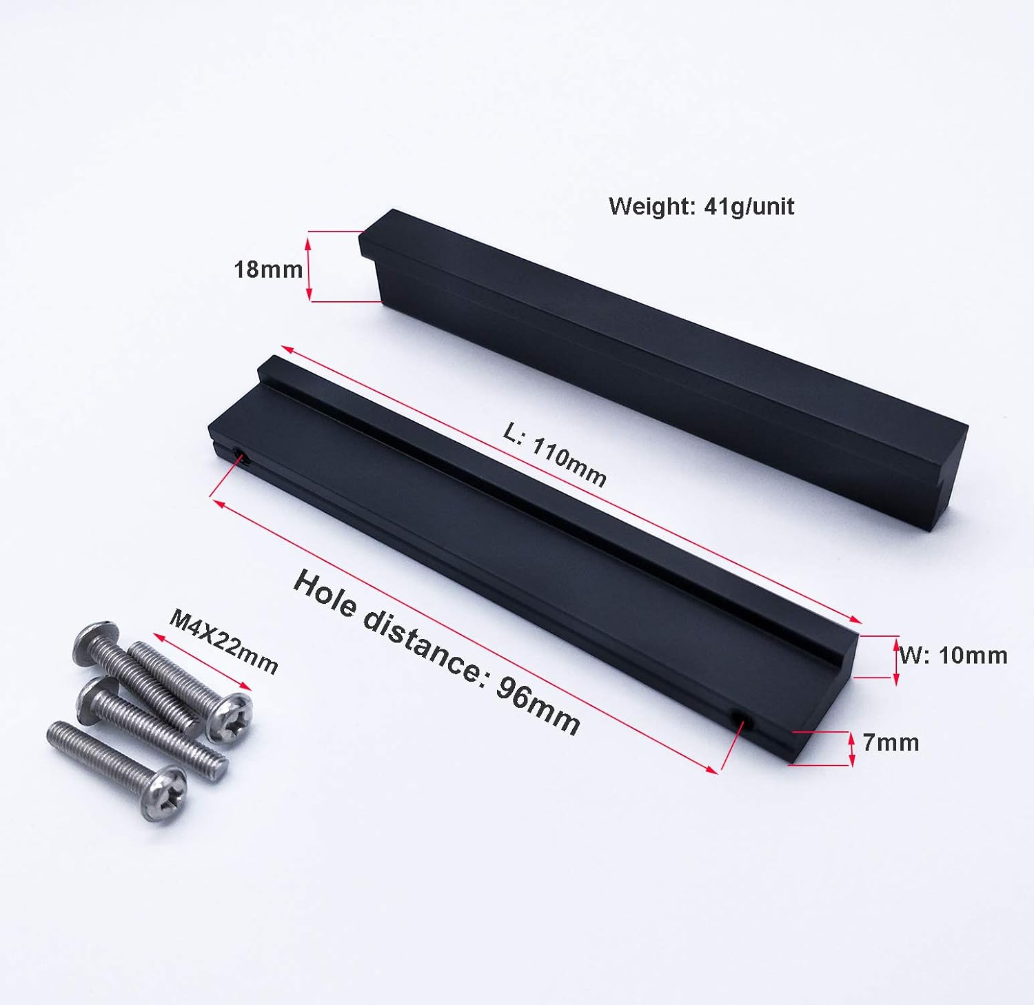 Qrity 10 Units L 90° Kitchen Cupboard Cabinet Door Handle, Aluminium Furniture Handles, Hole Spacing 96mm Kitchen Drawer Hardware Pulls - Image 5