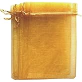 ANSLEY SHOP 50PCS 12x16 Inches Organza Gift Bags with Drawstring Gift Packaging Big Bags -Large(Gold)