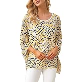 Ckikiou Plus Size Batwing Flowy Semi Sheer Chiffon Blouse Tunic for Women Summer Floral Print Boho Beach Cover ups