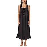 Eileen West Womens Sleepwear & Loungewear - Woven Lawn Collection - 100% Cotton Breathable Sleeveless 50" Long Nightgown