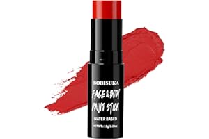 BOBISUKA Red Face Body Paint Stick Washable Water-Based Face Paint Makeup Stick for Halloween Clown, Joker, Goth, Devil, Skeleton, Skull, Cosplay, SFX, Sports Eye Black & Costume Party