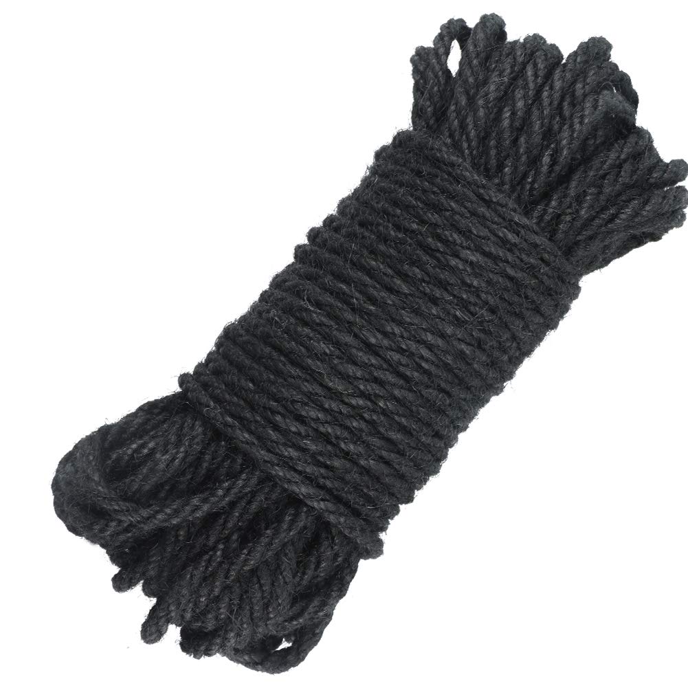 jijAcraft 5MM Black Jute Rope: 20M Thick Jute Twine 3-Ply Natural Craft String Strong Garden Hemp Rope for DIY Craft Projects, Garden Use, Cat Scratching Post, Hanging, Wrapping — image 1