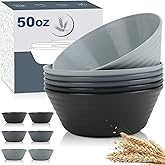 Wrova Wheat Straw Bowl Sets,6 PCS Unbreakable Big Cereal Bowl 50 OZ,Microwave and Dishwasher Safe Bowls,Large Salad Bowls for Camping,Picnic,Apartment,Dorm,RV (Classic Series)
