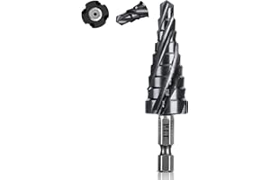 P.I.T. Quick Change Step Drill Bit Set 1/4”-3/4”,SAE Standard Industrial Grade Titanium Coated Step Bit, M2 HSS Cobalt Drill bits for Metal, Stainless Steel, Aluminum, Wood, Plastic with 1/4 '' Hex Shank.