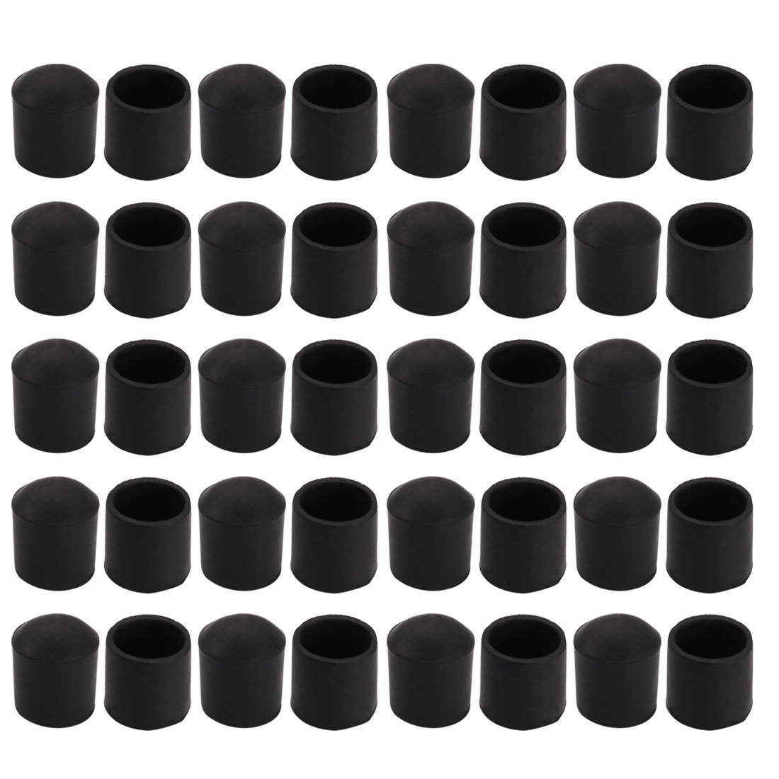 sourcingmap 40pcs Furniture Desk Chair Round Rubber Leg Tip Protect Cap 22mm Inner Dia Black