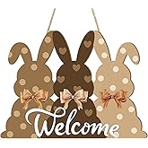 Sophena Wooden Easter Decoration Door Wreath for Front Door Sign Wall Signs Rabbit Spring Decoration, Bunny Sign Welcome Hanging for Home Wall Decor Party Outdoor indoor Supply Happy Easter