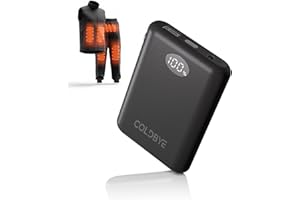 ColdBye 7.4V/5V Battery Pack for Heated Vest, Ultra-Small 10000mAh Battery Pack for Heated Jacket with LED Display Compatible with DC 7.4V/ USB&Type-C 5V 2A - Heated Clothing & Heated Chair