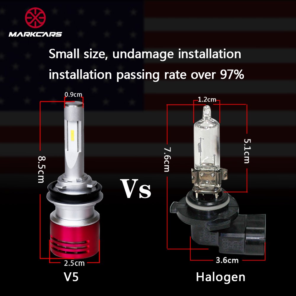 Markcars LED Car Headlight Bulbs H11 60W 8400LM with Seoul Chip Turbo Heat Dissipation Auto Headlamp Cool White All-in-One plug and play Conversion kit