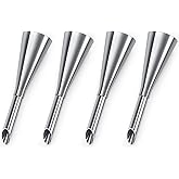 HULISEN Large Size 4Pcs Cream Icing Piping Nozzle Tip Stainless Steel Long Puff Nozzle Tip Decorating Tool