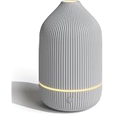 Essential Oil Diffuser, 100ml Aromatherapy Diffuser, Mini Ultrasonic Diffuser for Essential Oil, Home, Office, Cool Mist Humidifier with 7 Led Light, Auto Shut-Off, Grey