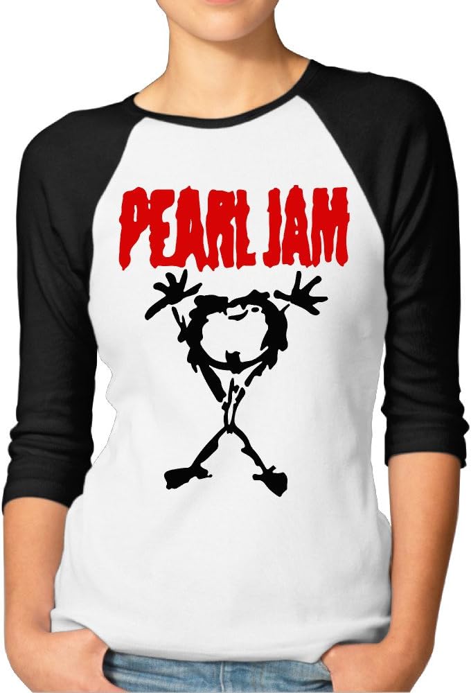 Pearl Jam Stick Alive Logo Womens Raglan Baseball Jersey Tee Shirt Crew
