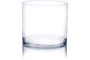 WGVI WGV Cylinder Vase, Width 6", Height 6", Clear Glass Container Terrarium Candle Holder for Wedding Centerpiece, Party Event, Home Office Decor, 1 Piece