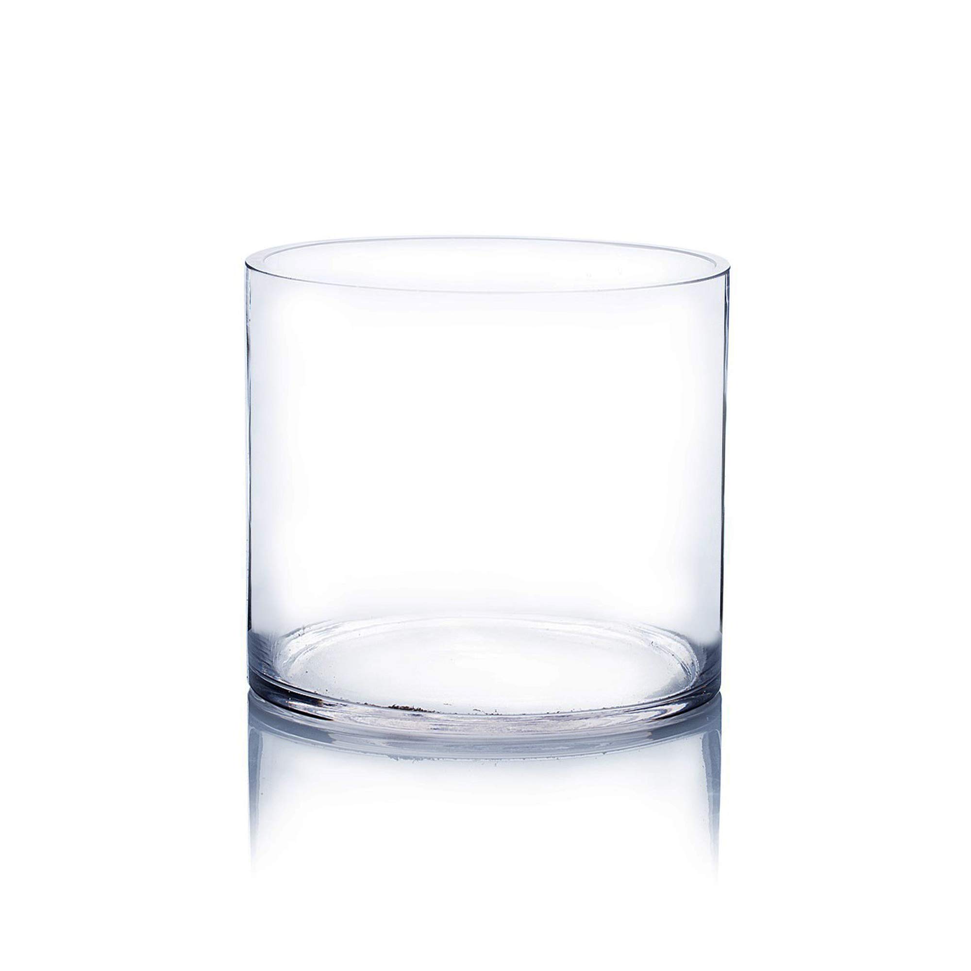 WGV Cylinder Vase, Open Width 6", Height 6", Clear Glass Floral Container, Candle Holder for Wedding Centerpiece, Party Event, Home Office Decor, 1 Piece
