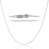 DSS 925 Sterling Silver Necklace for Women, Cable Chain 0.8mm, Lobster Claw Clasps, Sterling Silver Chain, Italian Jewelry for Women, 16in - 30in