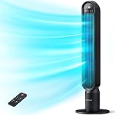 VAGKRI Tower Fan for Bedroom, 42" Quiet Floor Fan with 135&deg; Vertical 90&deg;Oscillation, 4 Modes, 4 Speeds, 15H Timers Standing bladeless Fans with Remote for Indoors