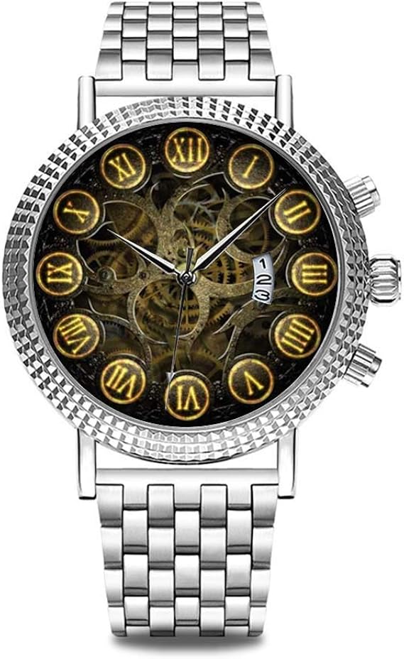 Amazon 高級 時計 ブランド 人気 上品 腕時計 ブランド 人気 自分用もしくは親戚お友達恋人へ贈る メンズ 時計 パーソナリティパターンウォッチ 843 ギア付きブラックゴールド腕時計腕時計 メンズ腕時計 腕時計 通販