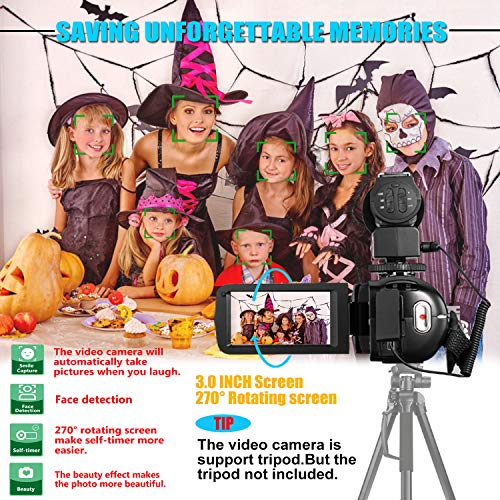 Ultra Video Camera Camcorder For Vlogging KENUO FHD 1080P 26MP 30FPS WIFI IR Night Vision Digital Cameras Webcam for For Youtube, 3.0 Inch IPS Touch Screen Camcorder Recorder with Microphone,Lens Hood