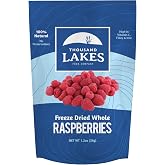 Freeze Dried Whole Raspberries - 1.2 oz | Thousand Lakes Brand | 100% Raspberries, Premium Quality, Crunchy, Naturally Tangy, High in Vitamin C, Fiber, &amp; Iron, No Added Sugar, Kosher