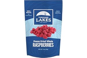 Thousand Lakes Freeze Dried Fruit - Raspberries 1.2 ounces | No Sugar Added | 100% Whole Raspberries