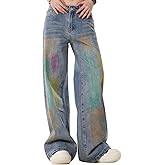 kakarin choyx Y2K Fashion High Waist Straight Leg Jeans for Women Colorful Graffiti Streetwear Casual Denim Pants