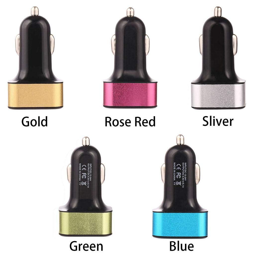 Pinsparkle 2pcs 60% Code Car Charger Mobile Phone 3 Ports USB Fast Charging Adapter for Smart Phones Car Chargers