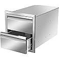 Outdoor Kitchen Drawer Stainless Steel BBQ Triple Drawer Flush Mount for Outdoor Kitchen Island,-14W X 15H X 23D Inch