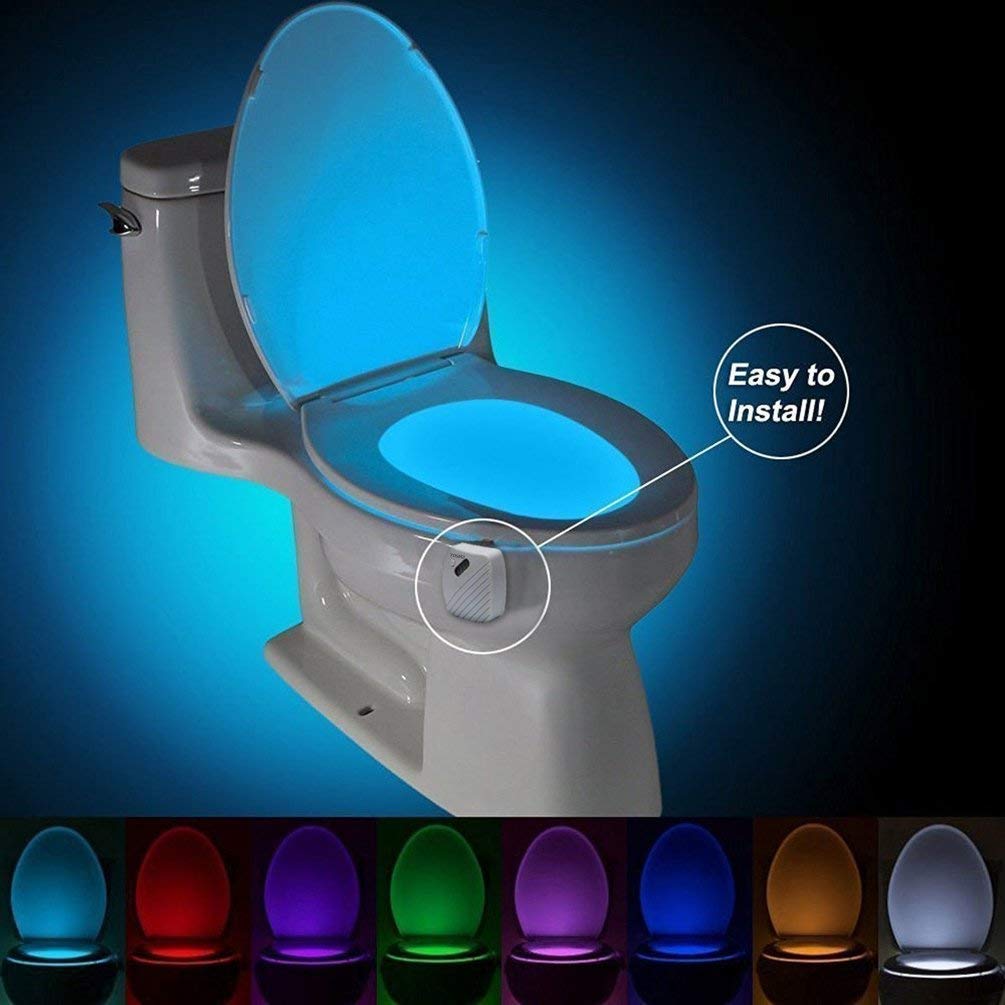 AOKULASIC 24-Color Waterproof Motion Sensor LED Toilet Bowl Night Light(2 Pack) Perfect Decoration for Christmas Family Open House.