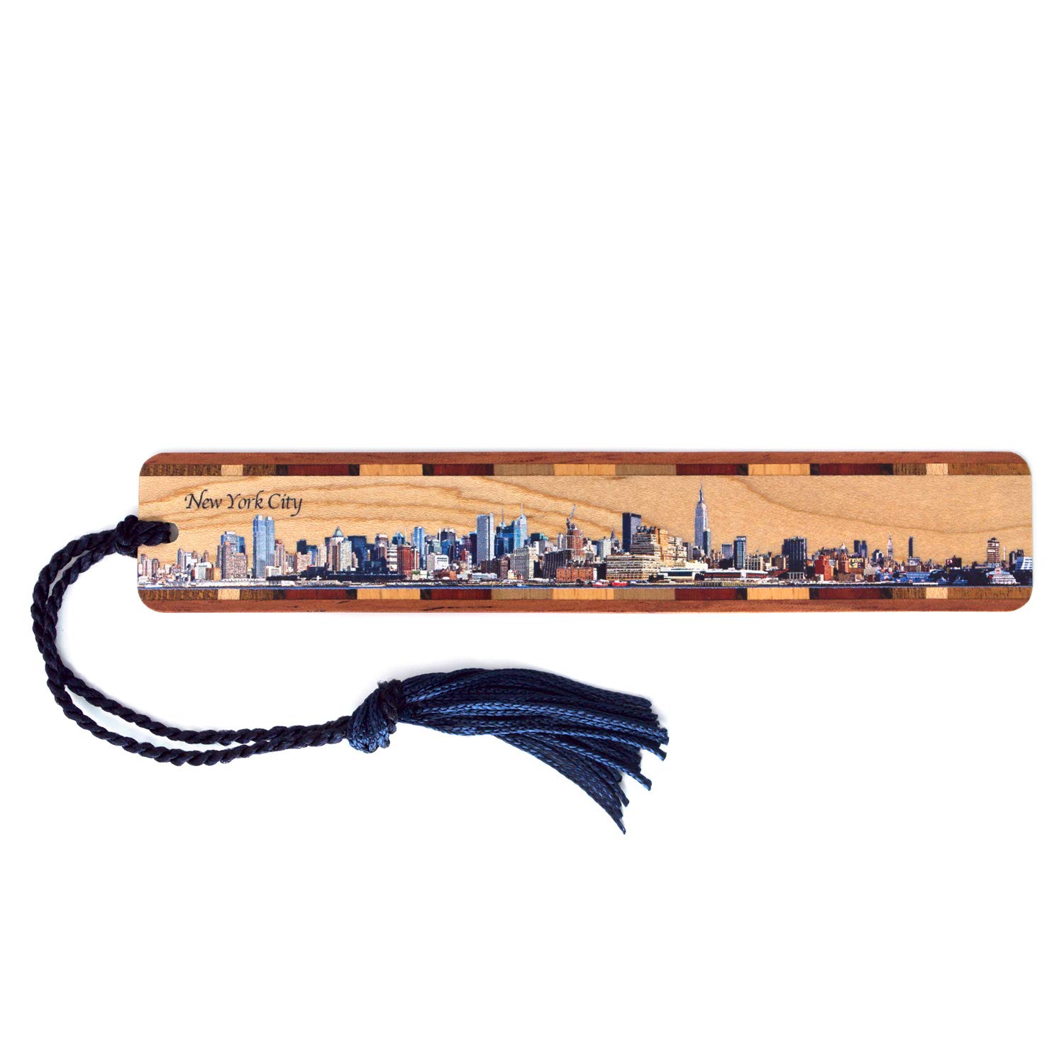 New York City Skyline Color Wooden Bookmark with Tassel - Made in USA - Also Available Personalized